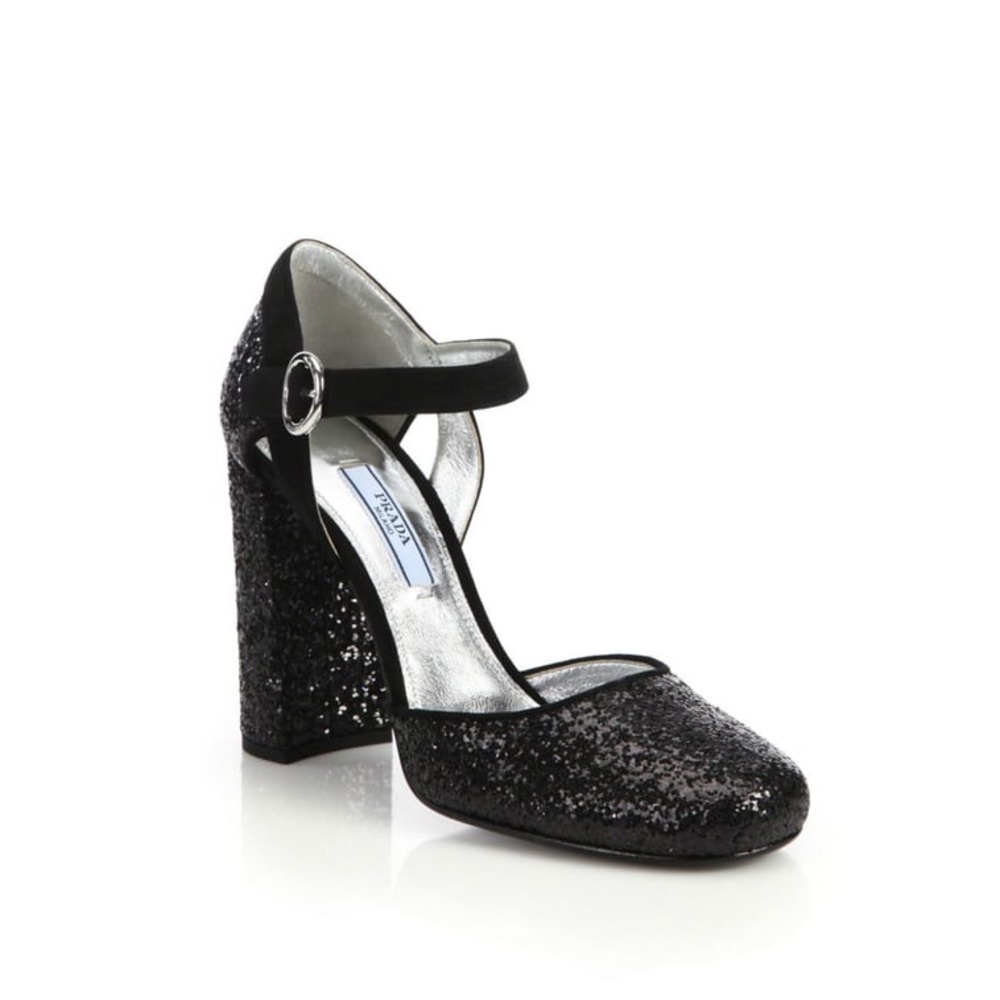 Prada glitter Mary Jane pumps